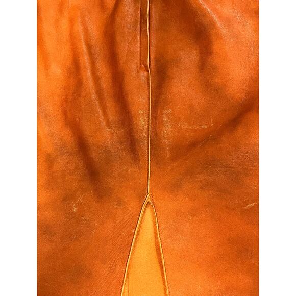 Moschino Cheap and Chic Vintage Knee-Length Orange Leather Pencil Skirt Sz 8 - Picture 7 of 16